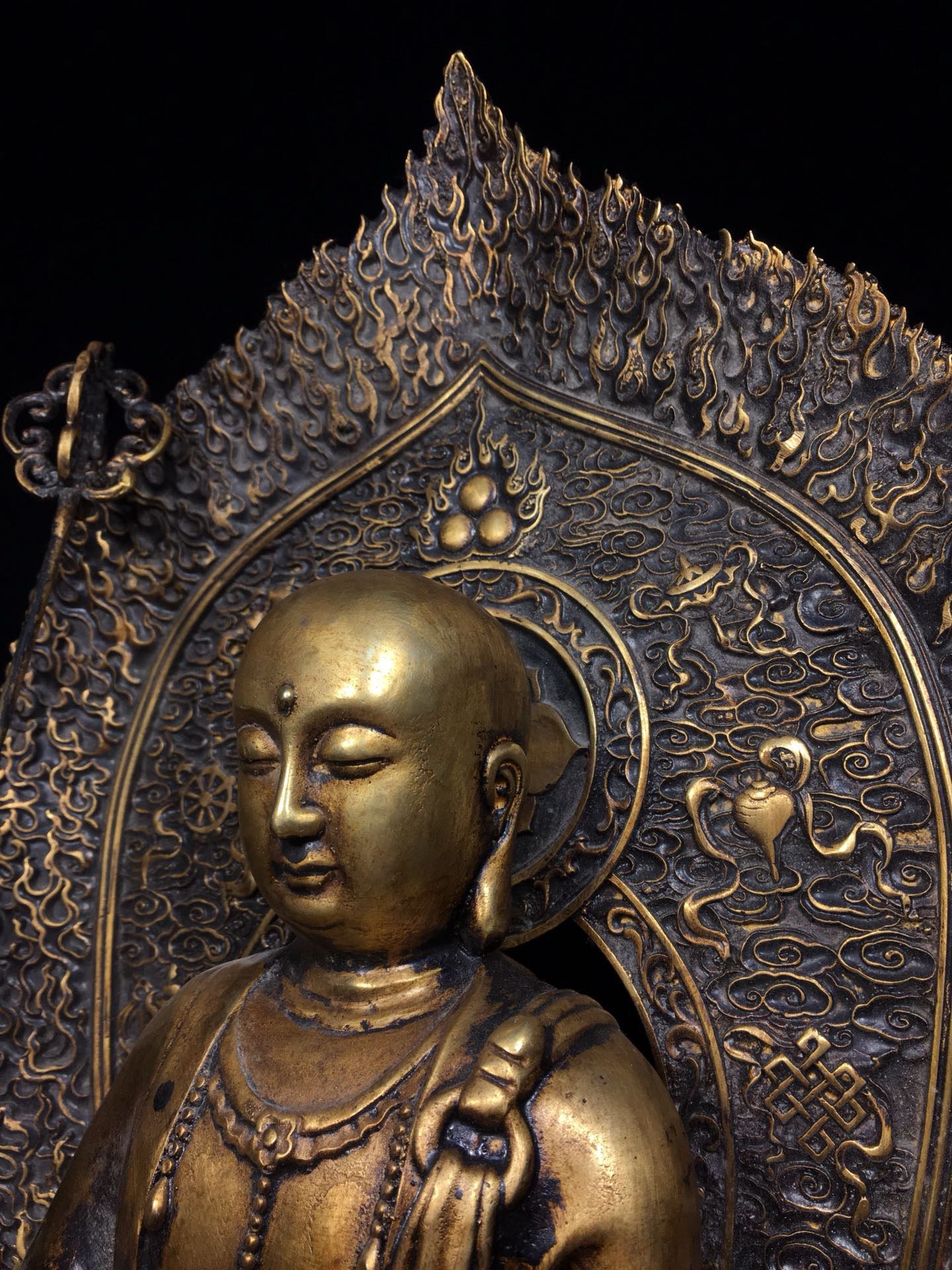 Chinese Antique Pure Copper Earth Treasure Bodhisattva Buddha Statue