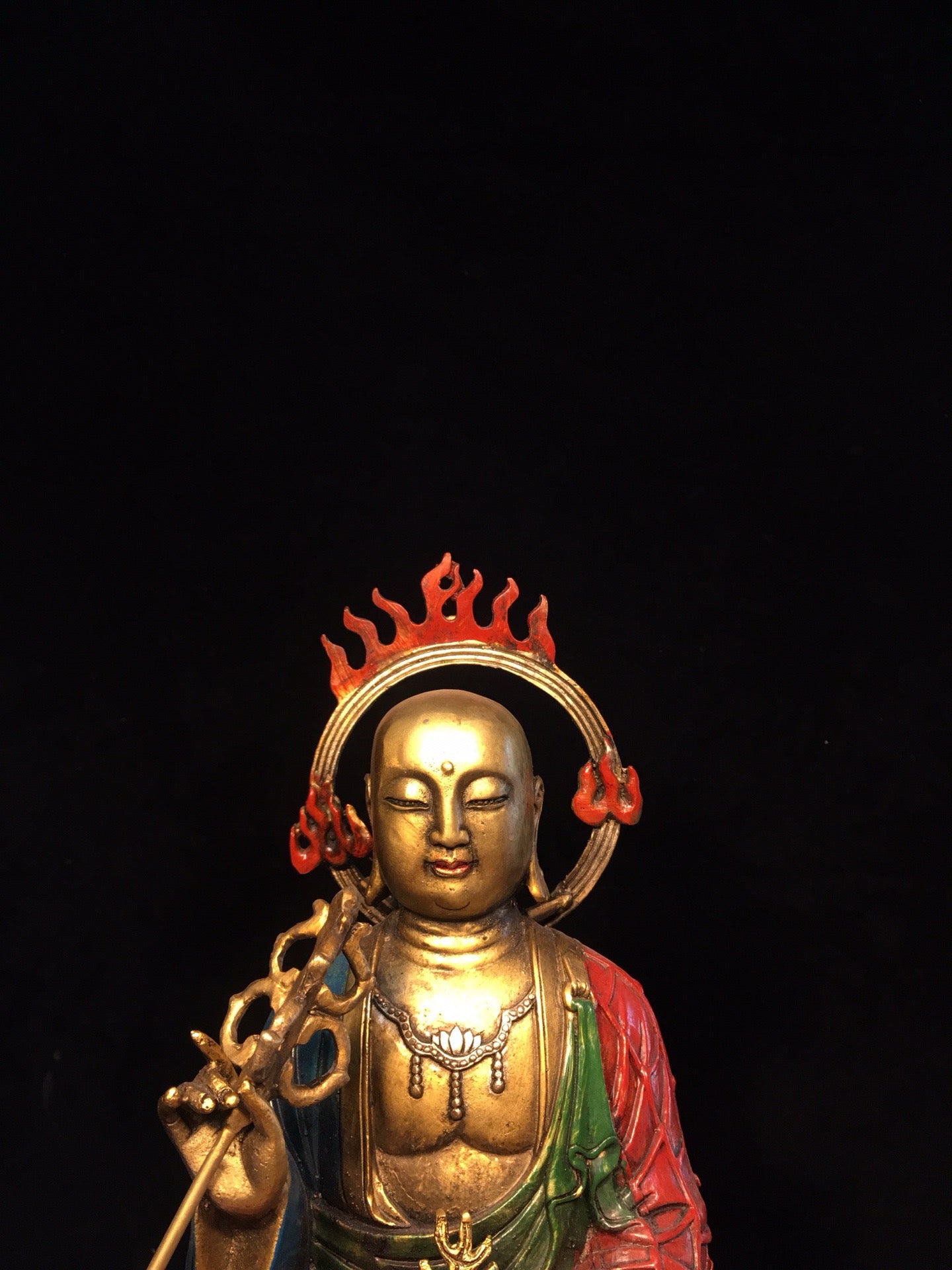 Chinese Antique Pure Copper Earth Treasure Bodhisattva Buddha Statue