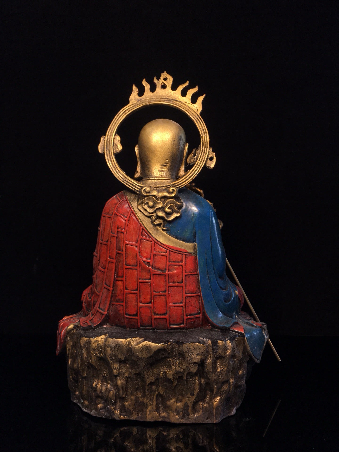 Chinese Antique Pure Copper Earth Treasure Bodhisattva Buddha Statue