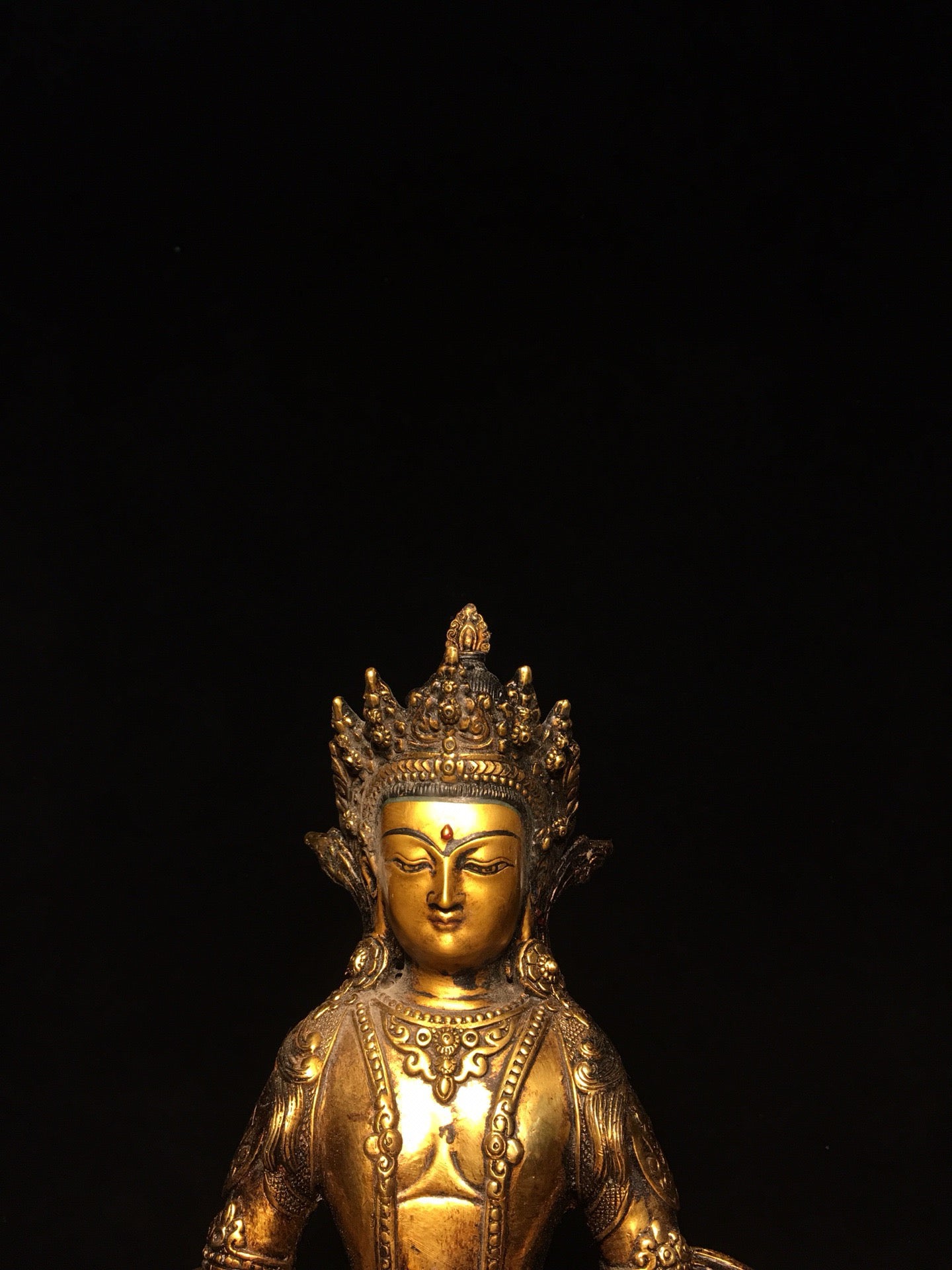 Chinese Antique Pure Copper Earth Treasure Bodhisattva Buddha Statue