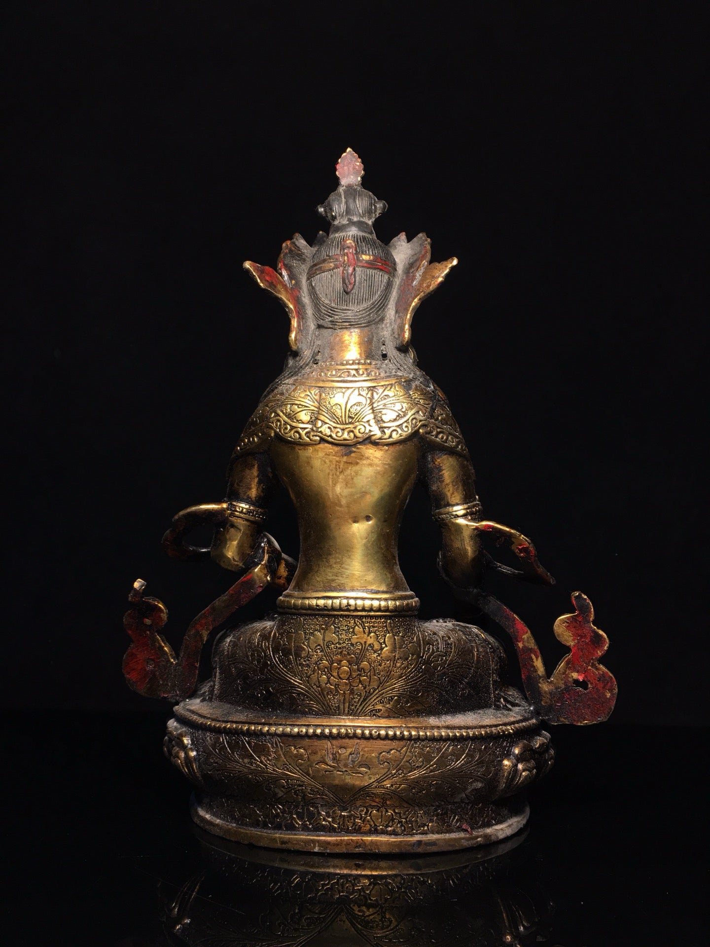 Chinese Antique Pure Copper Earth Treasure Bodhisattva Buddha Statue