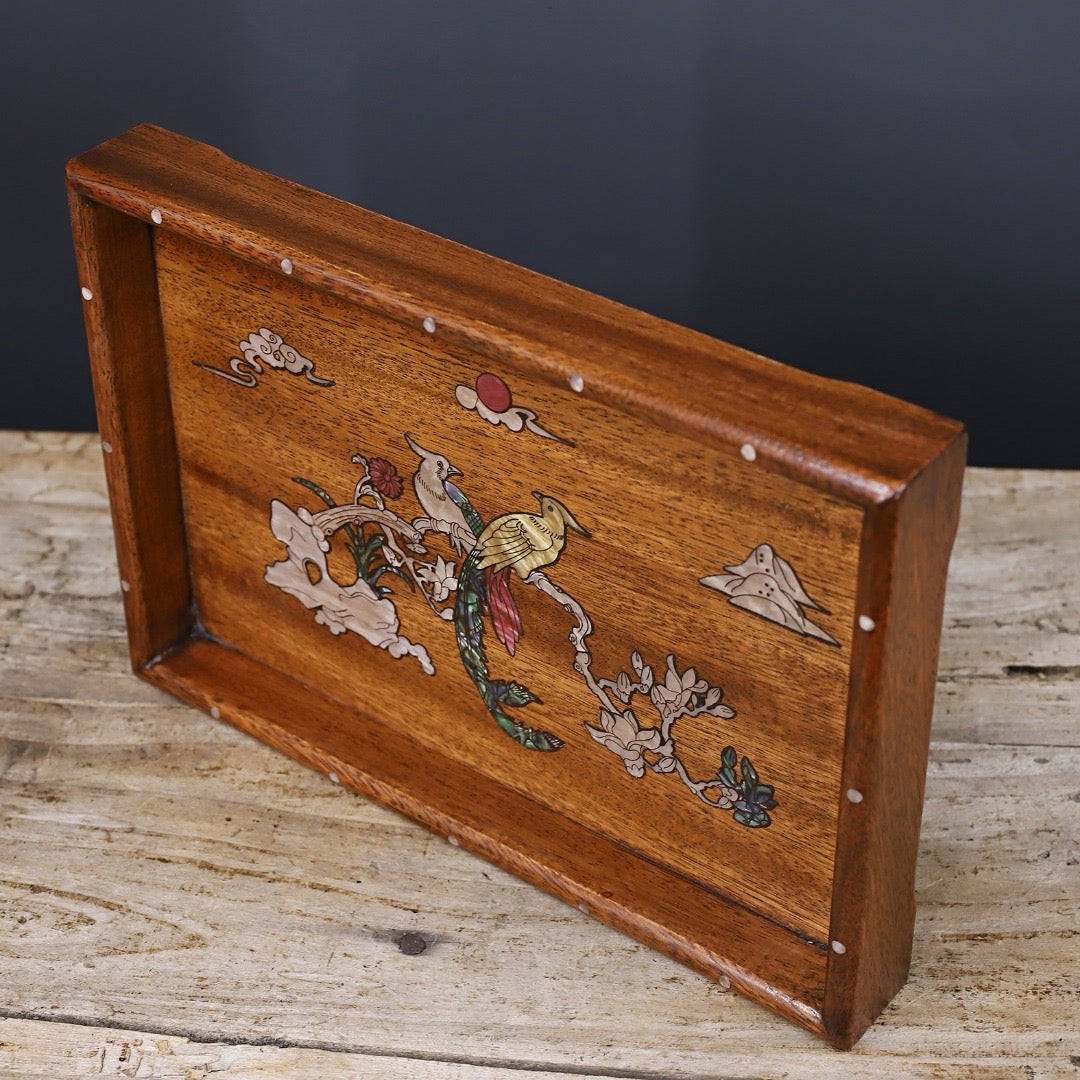 Chinese antique rosewood handmade carved tea plate