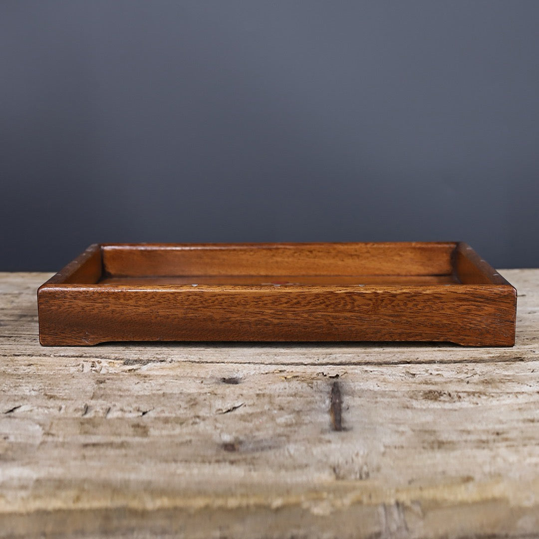 Chinese antique rosewood handmade carved tea plate