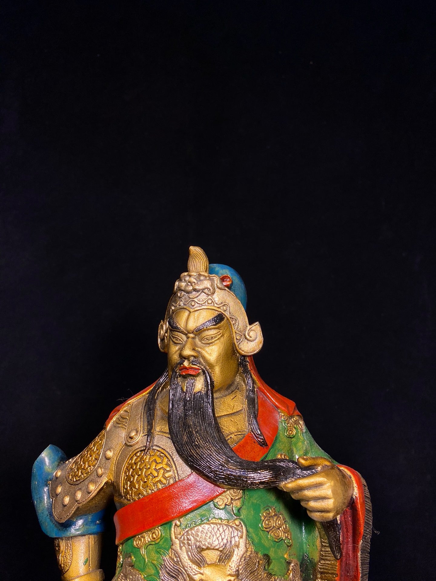 Chinese antique pure copper painted Guan Gong