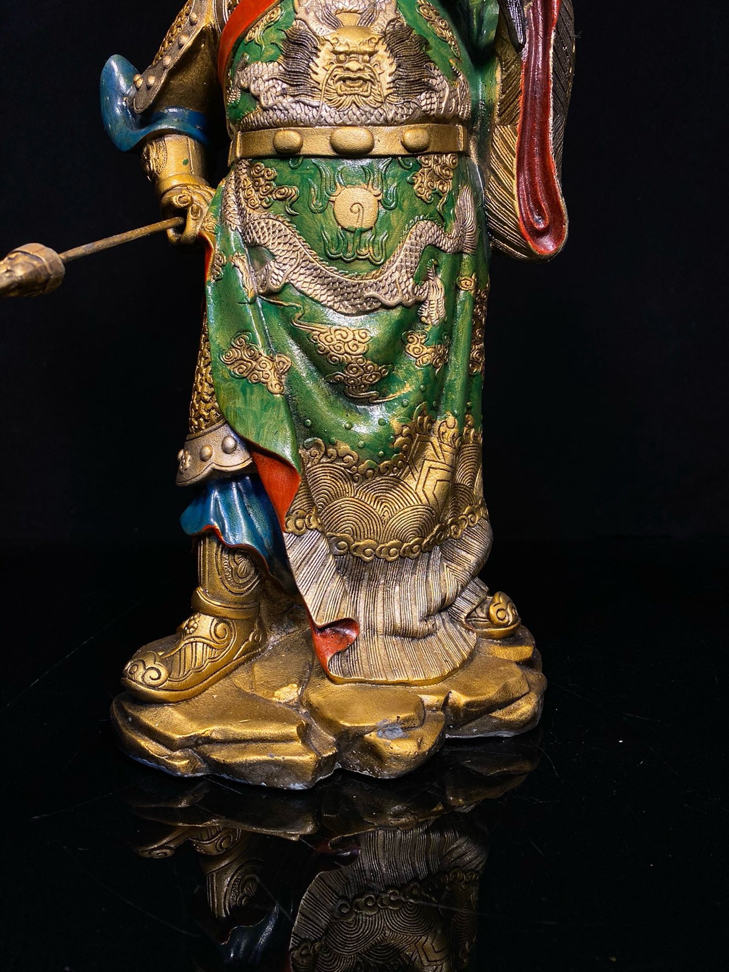 Chinese antique pure copper painted Guan Gong