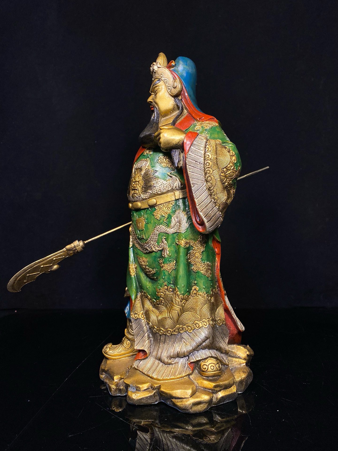 Chinese antique pure copper painted Guan Gong