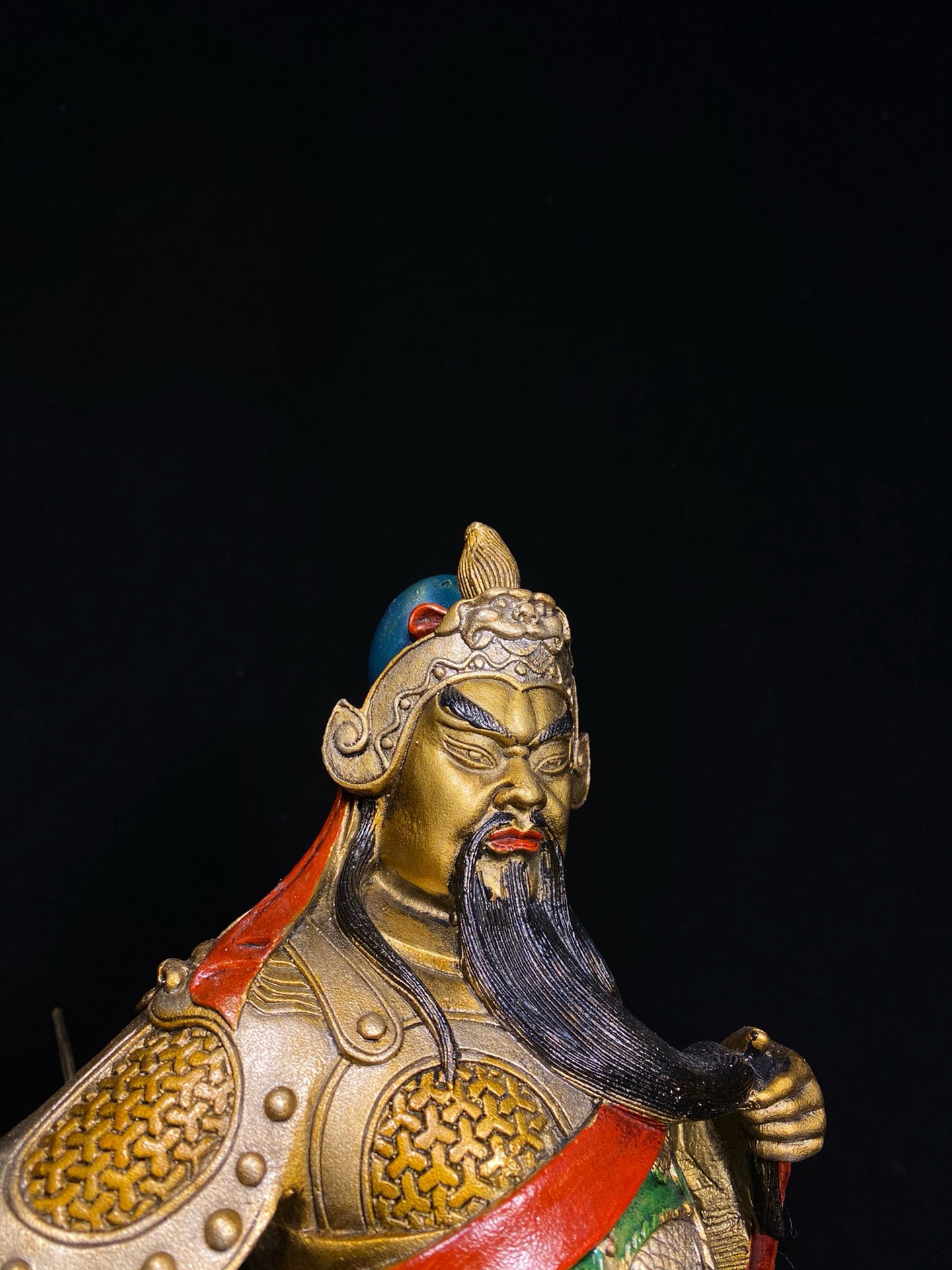 Chinese antique pure copper painted Guan Gong