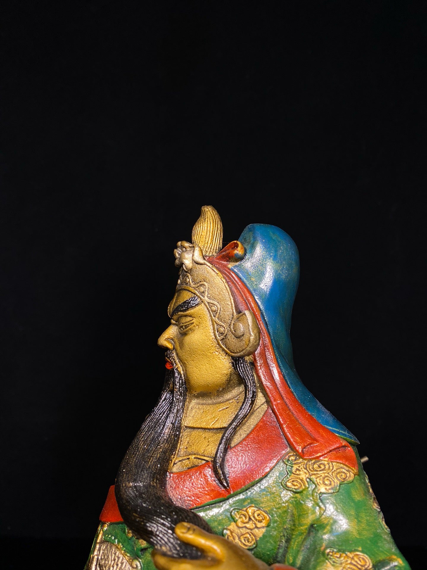 Chinese antique pure copper painted Guan Gong