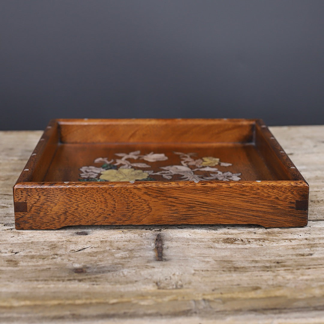Chinese antique rosewood handmade carved tea plate