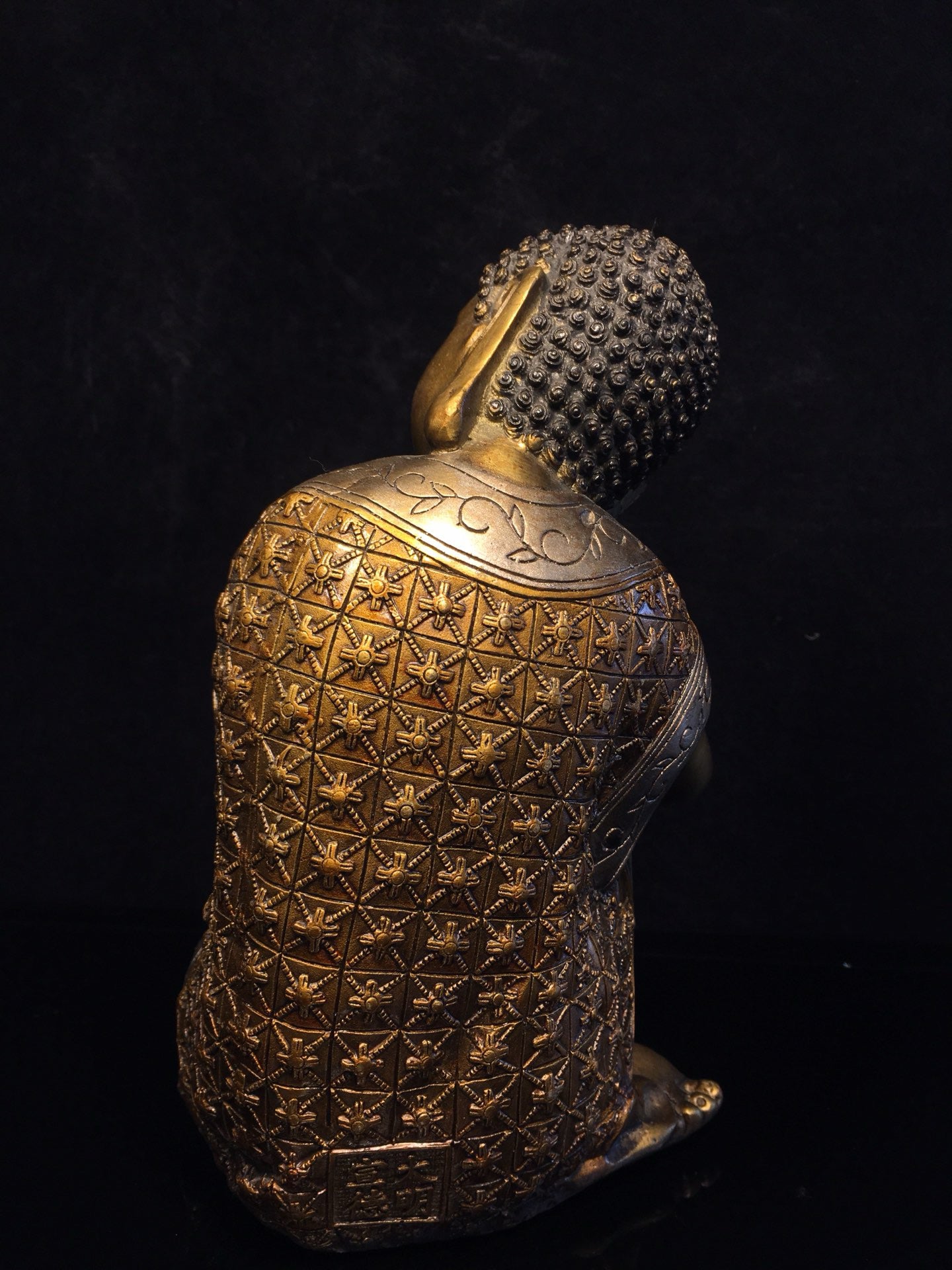 Chinese antique pure copper painted contemplative Buddha statue