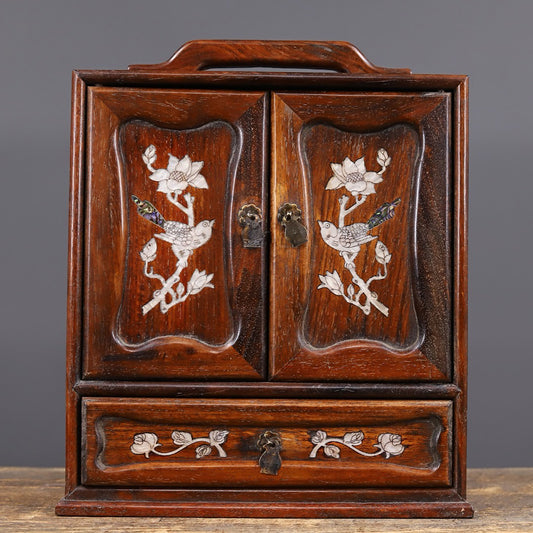 Chinese antique rosewood handmade carved suitcase