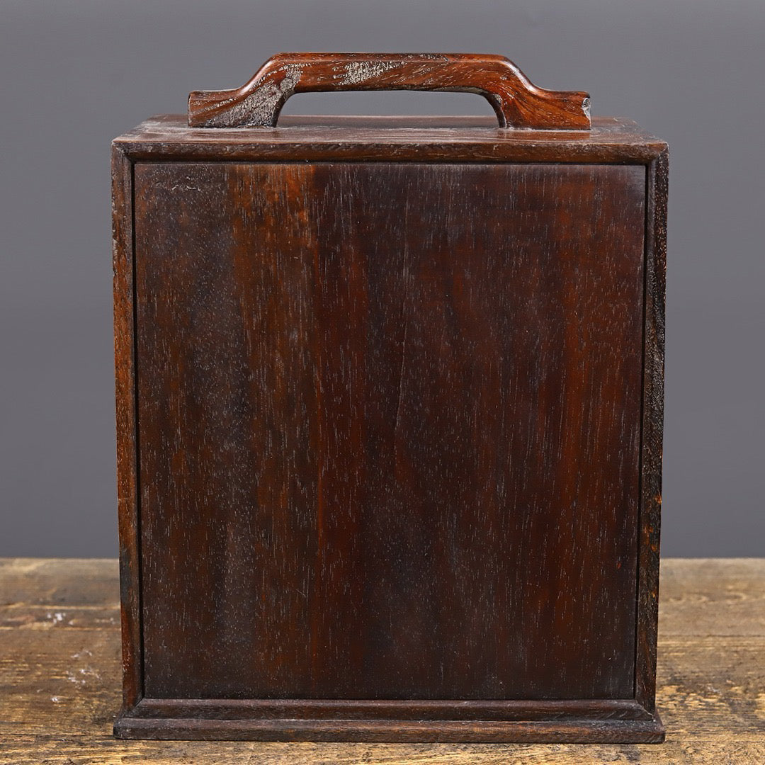 Chinese antique rosewood handmade carved suitcase
