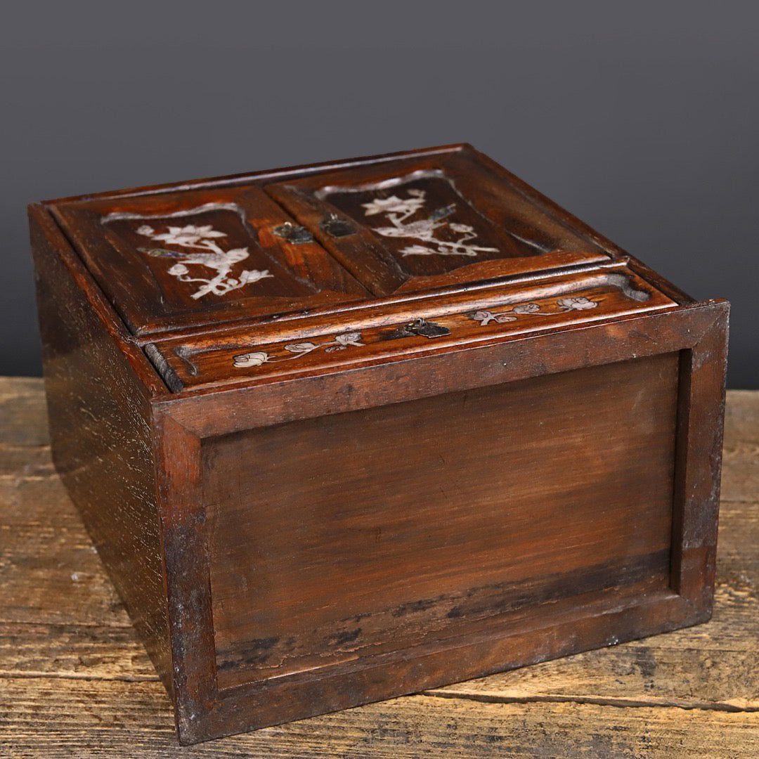 Chinese antique rosewood handmade carved suitcase
