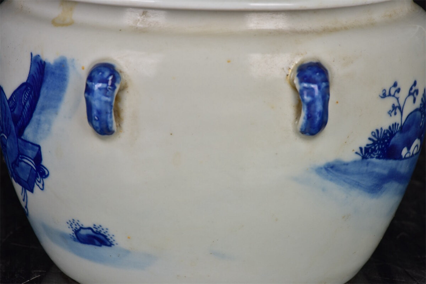 Chinese antique blue and white figure story pattern four series Congee jar lid