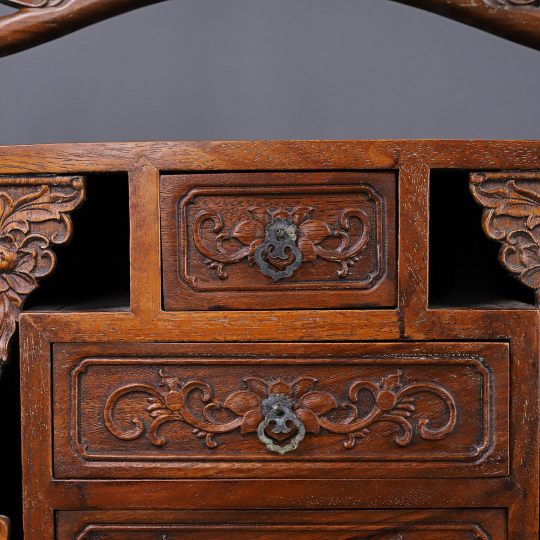 Chinese antique rosewood handmade carved beam box