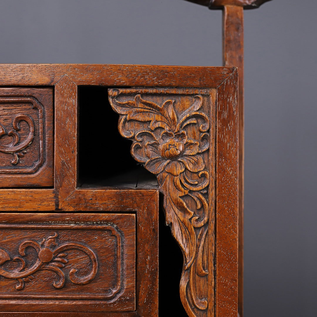 Chinese antique rosewood handmade carved beam box