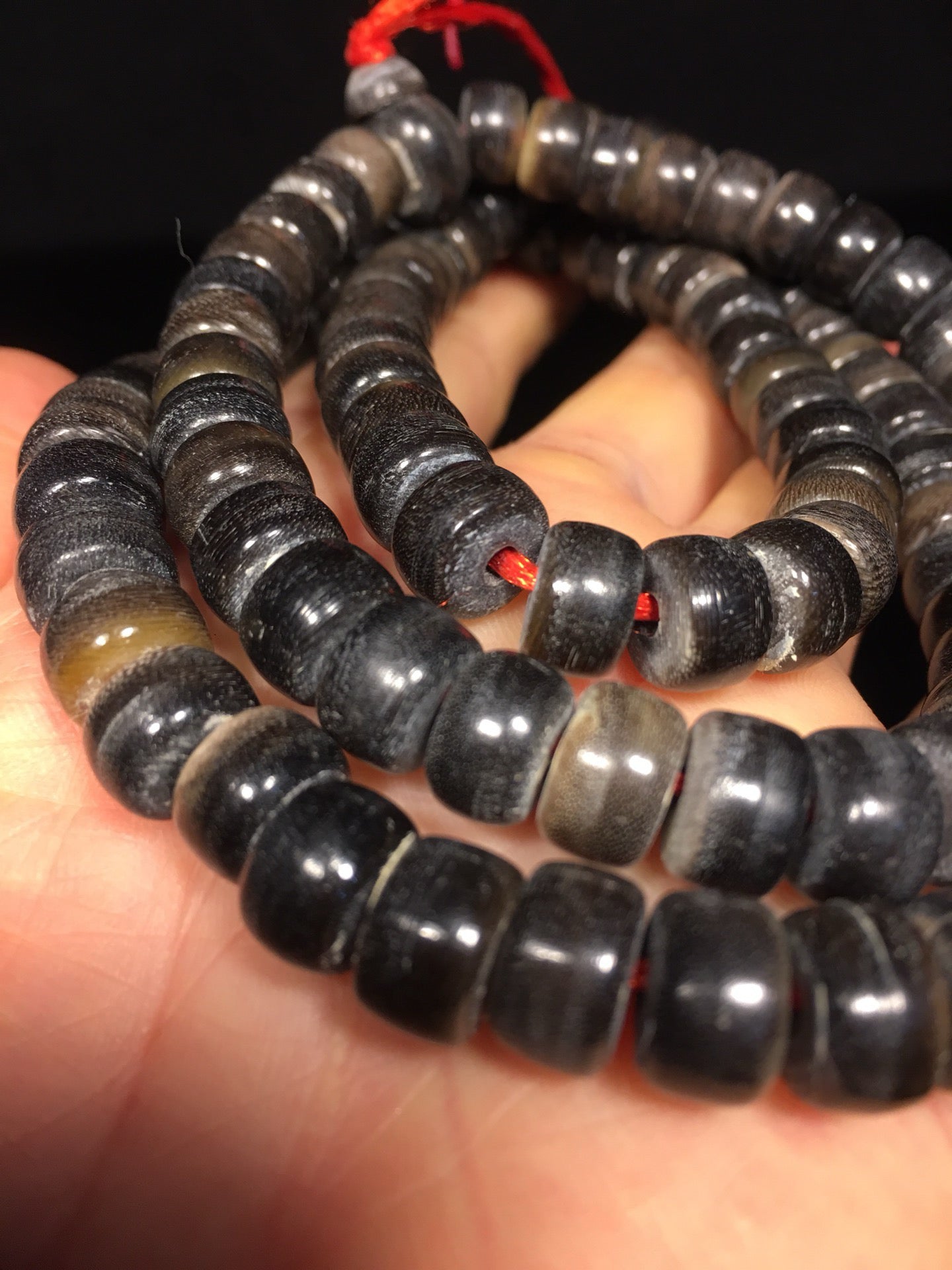 Chinese antique rhinoceros horn bucket beads 108 Buddha beads