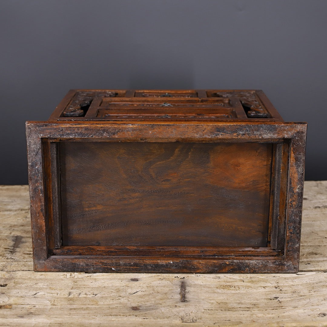 Chinese antique rosewood handmade carved beam box