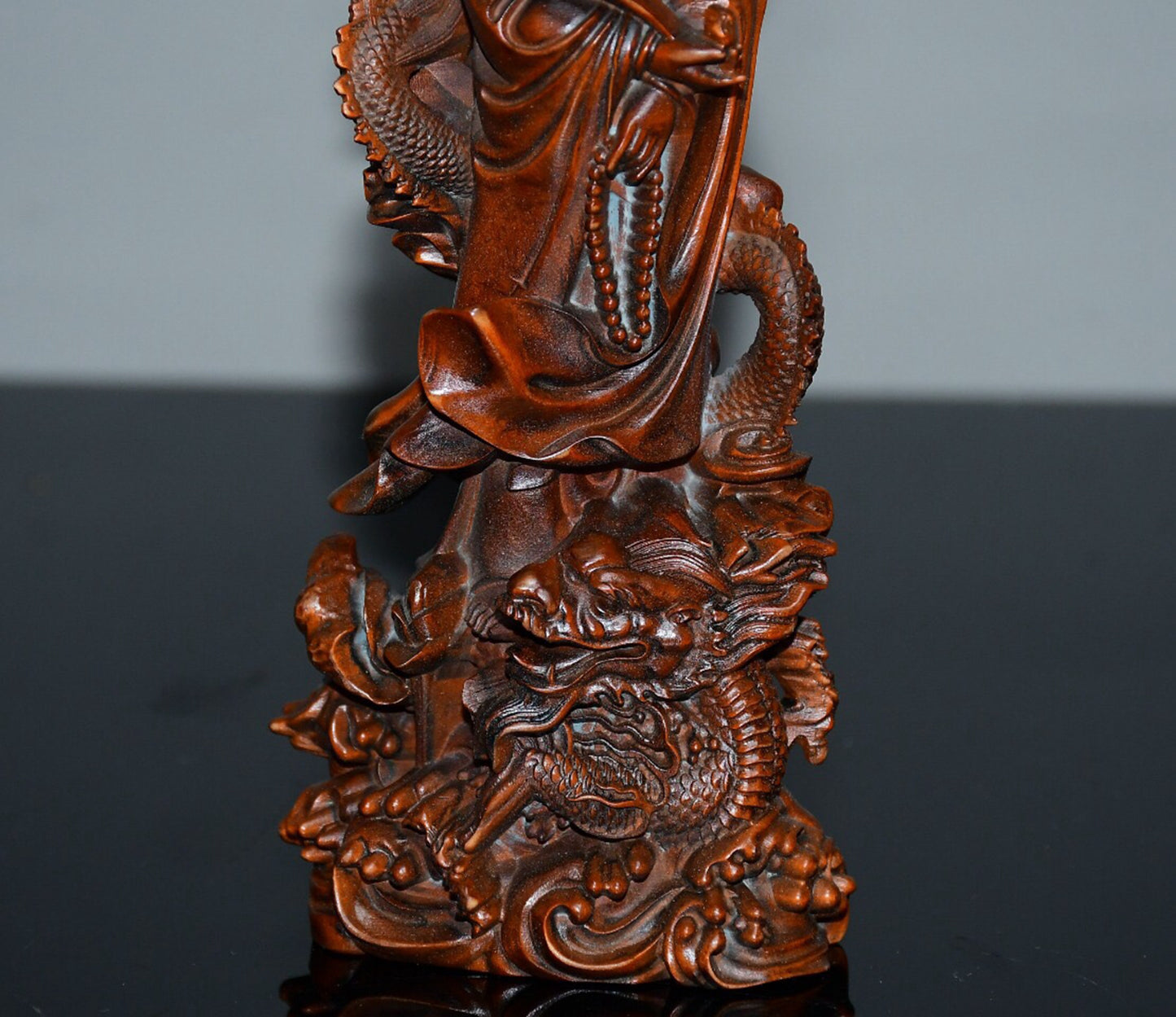 Chinese antique small leaf boxwood Guanyin ornaments