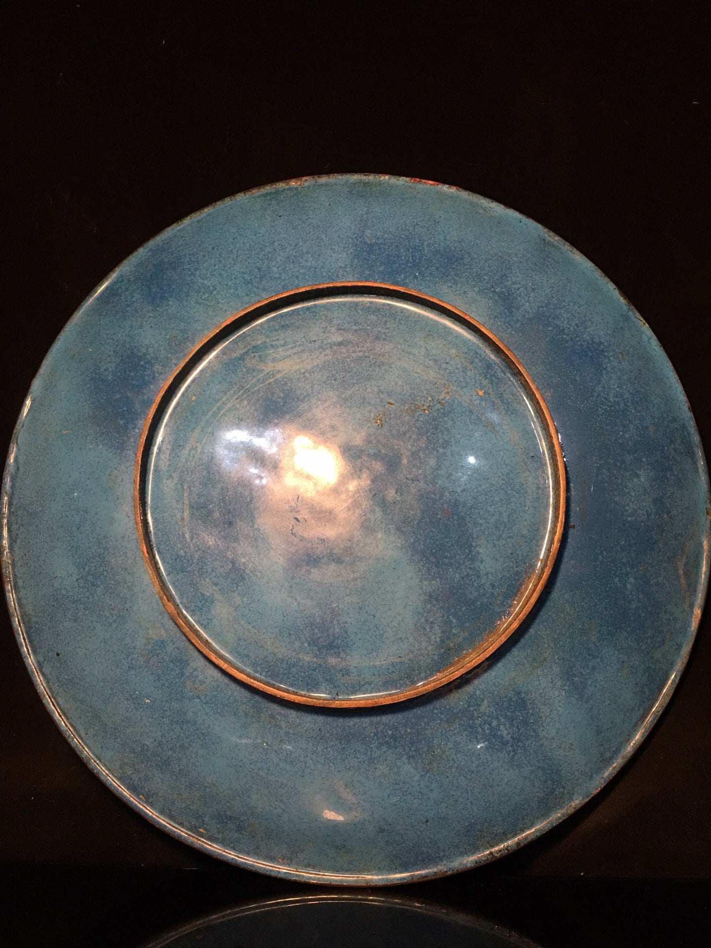 Chinese antique cloisonn é silk enamel carved dragon plate