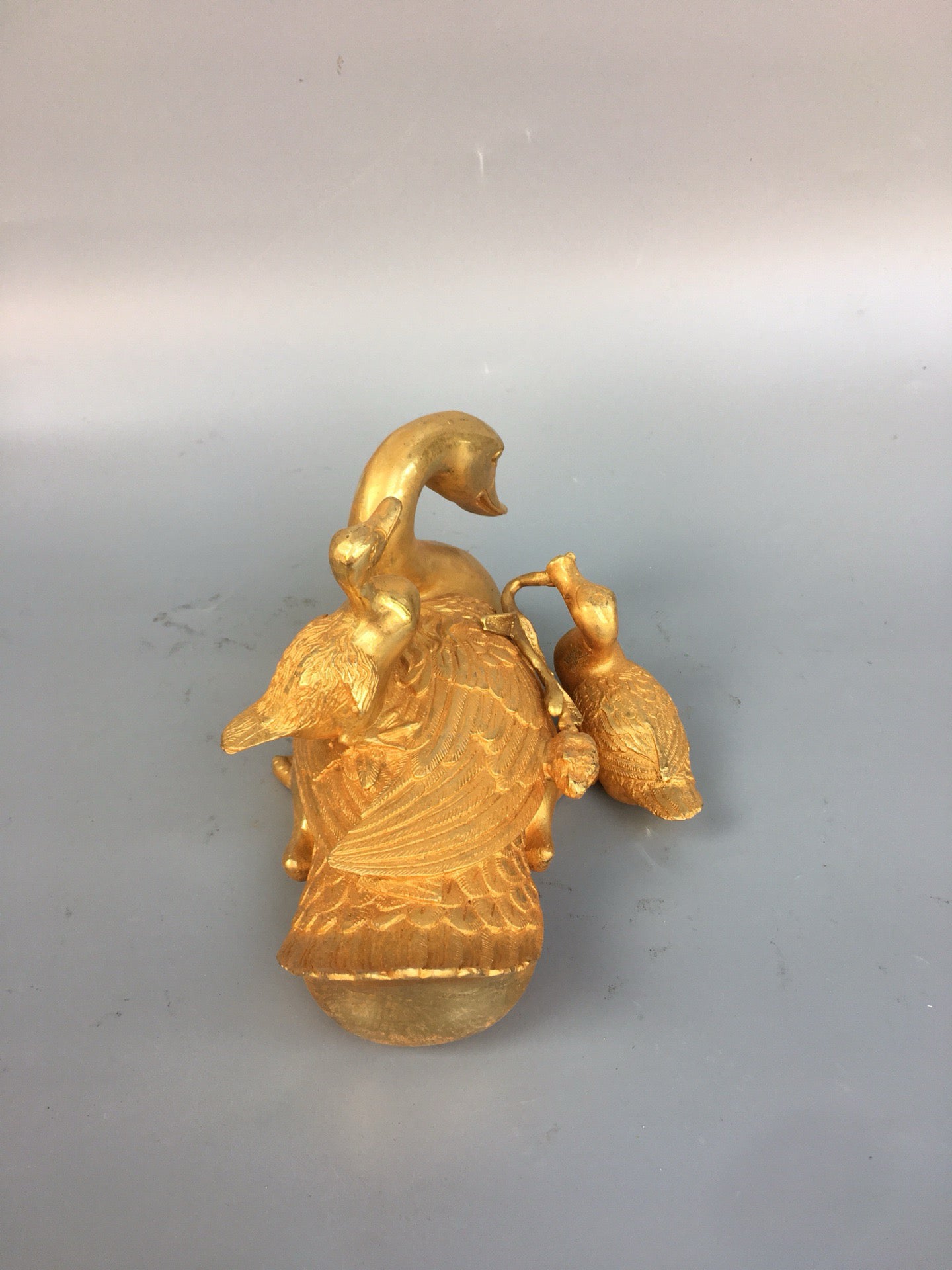 Chinese Antique Bronze Gilded Mandarin Duck