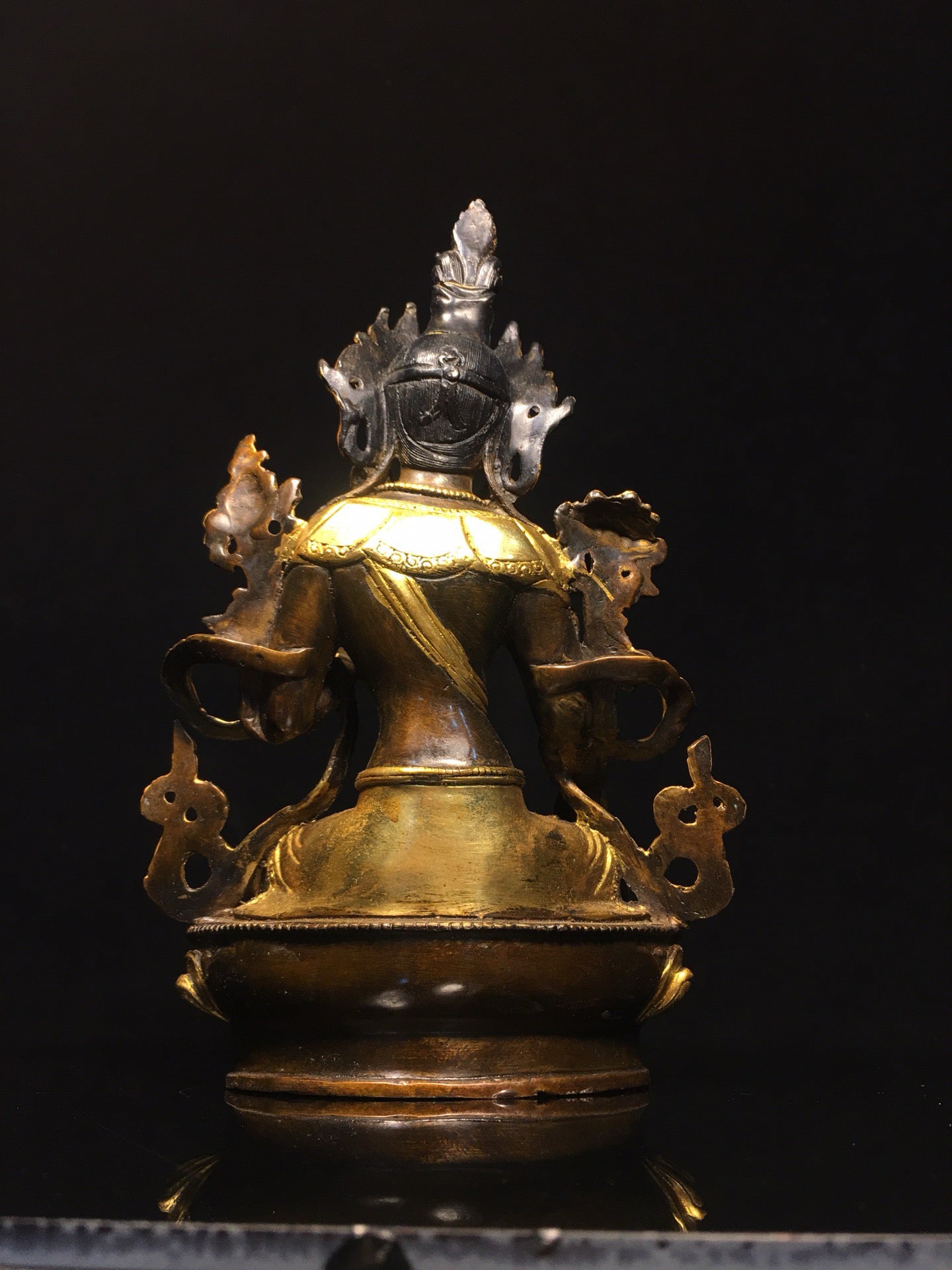 Chinese antique bronze gilded white Tara Buddha statue