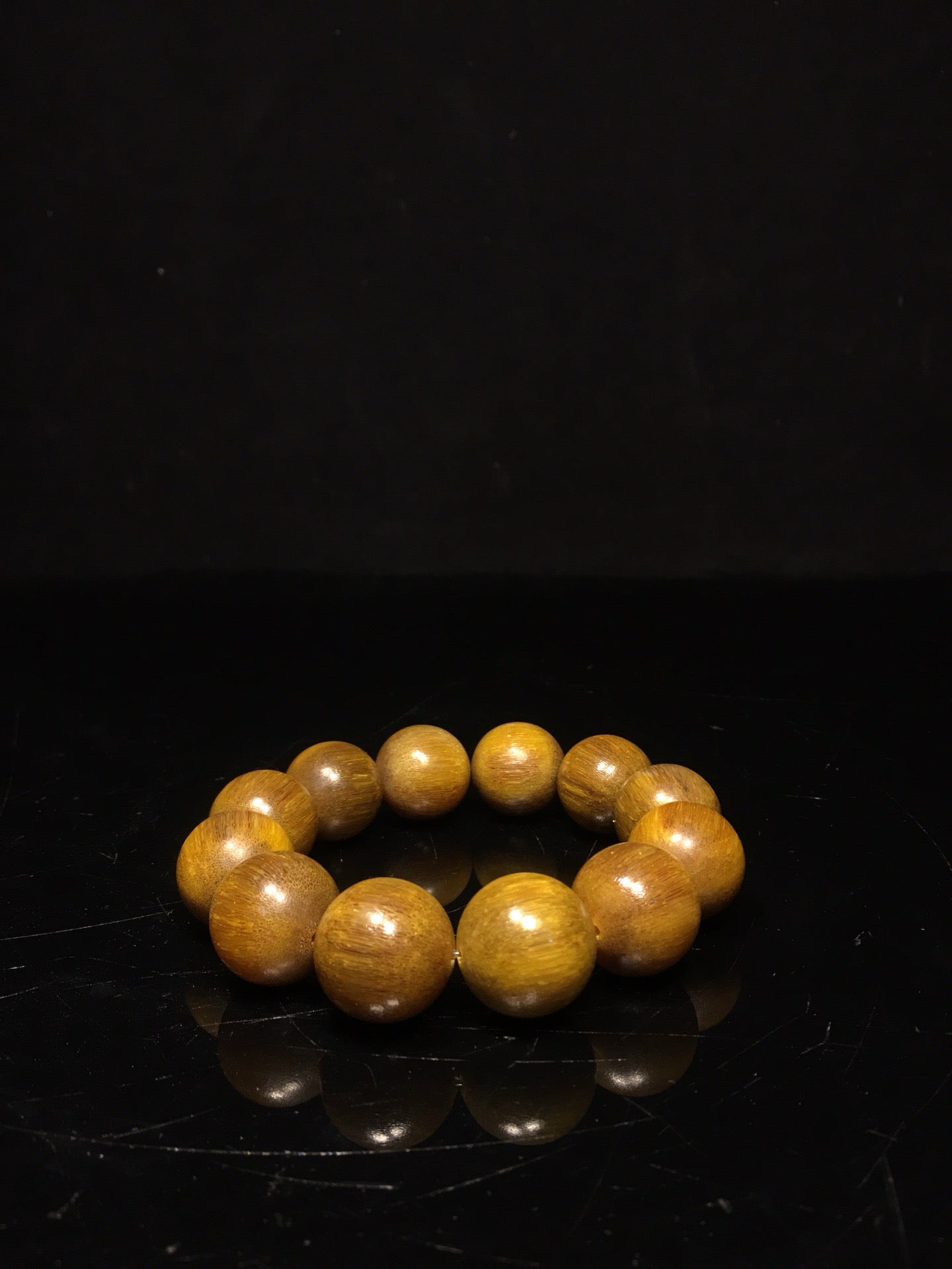 Chinese antique rhinoceros horn round bead bracelet