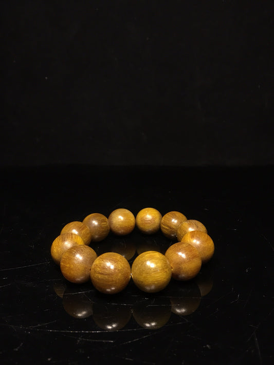 Chinese antique rhinoceros horn round bead bracelet