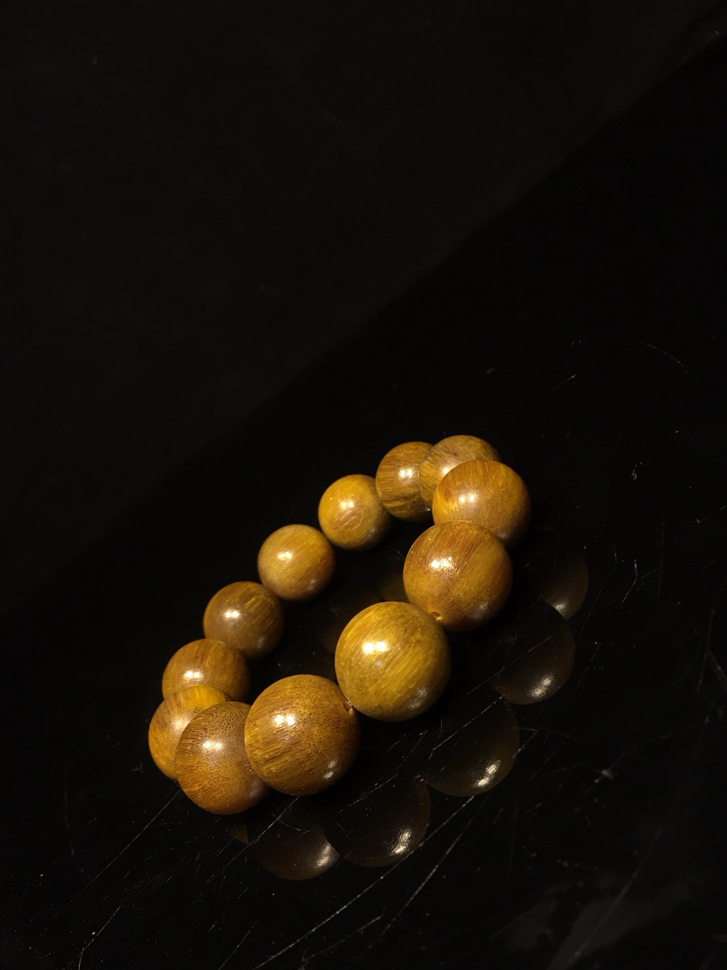 Chinese antique rhinoceros horn round bead bracelet