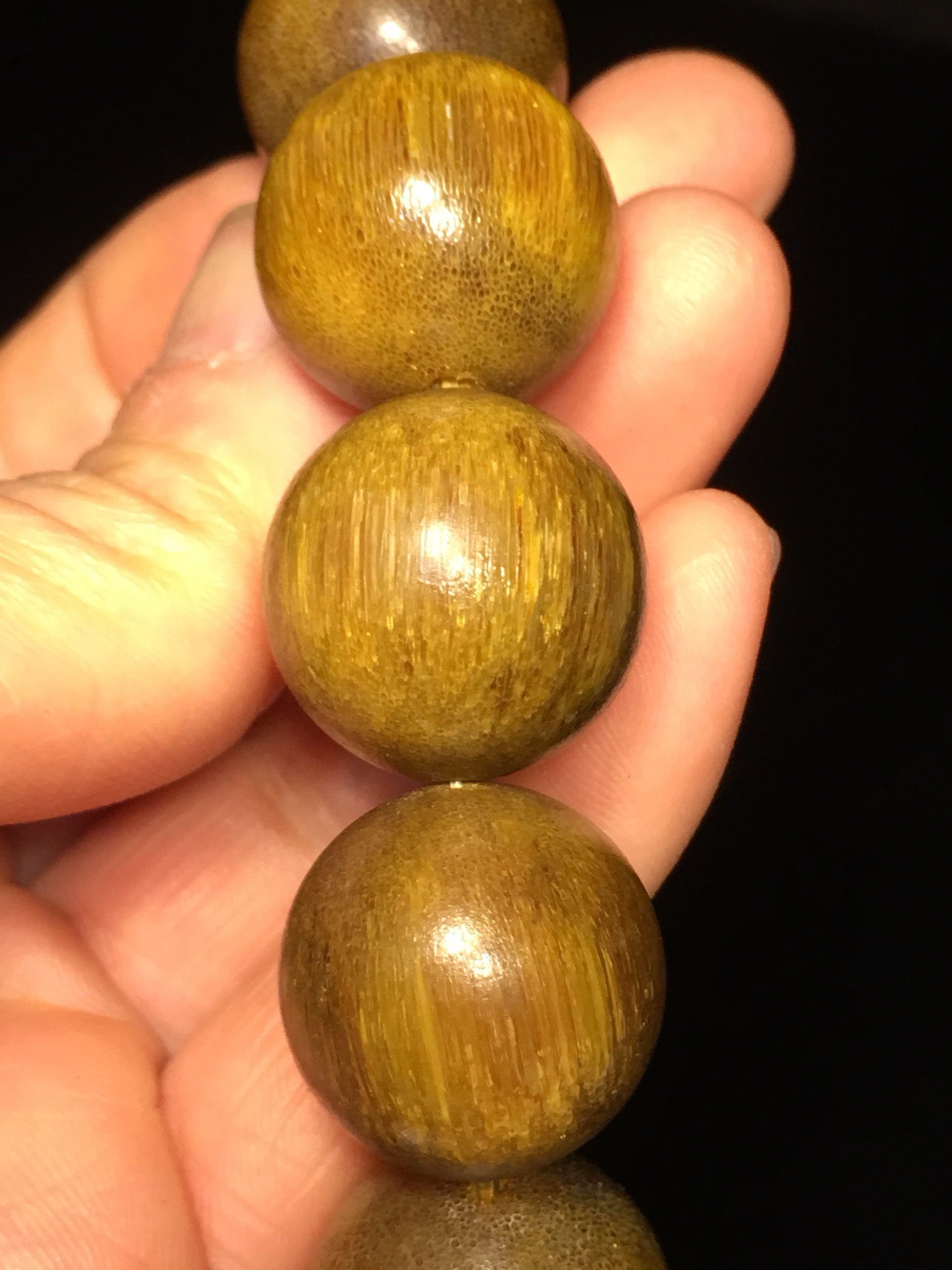 Chinese antique rhinoceros horn round bead bracelet
