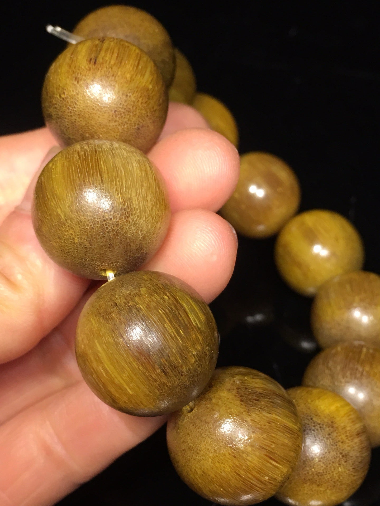 Chinese antique rhinoceros horn round bead bracelet