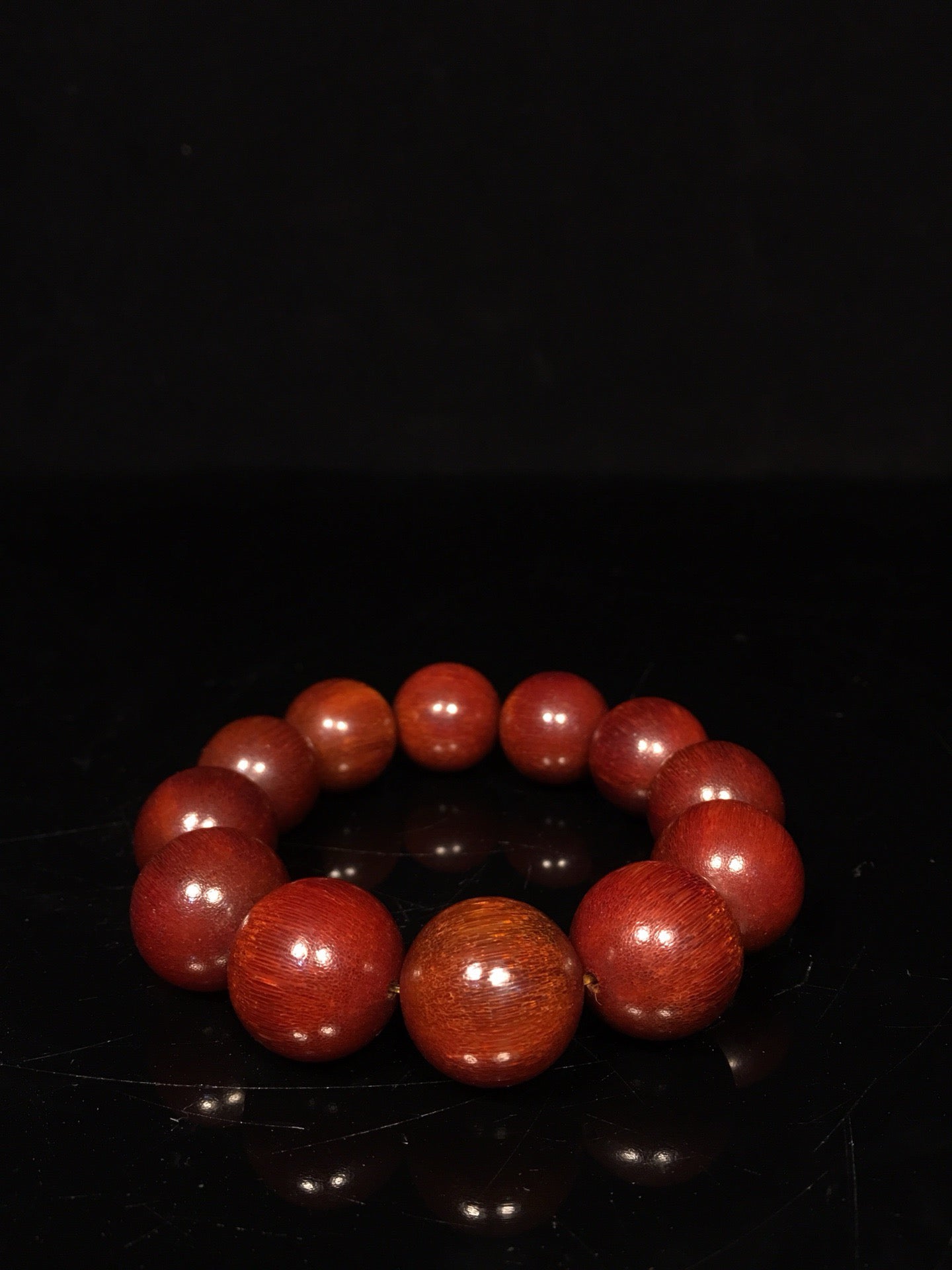 Chinese antique rhinoceros horn round bead bracelet