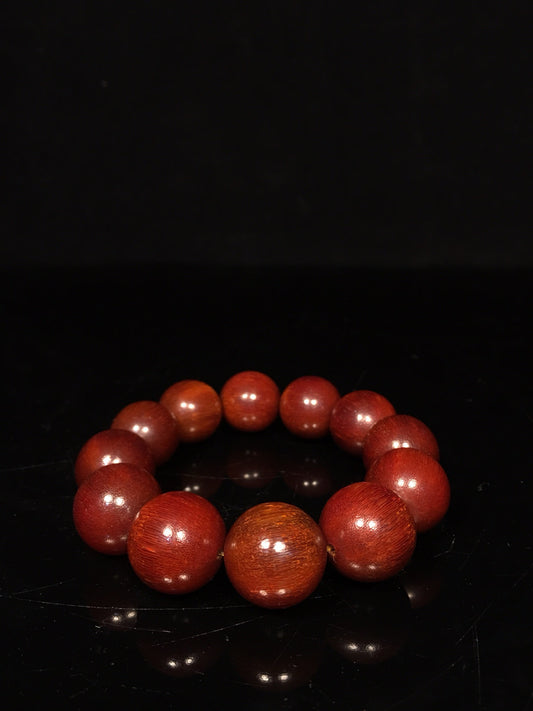 Chinese antique rhinoceros horn round bead bracelet
