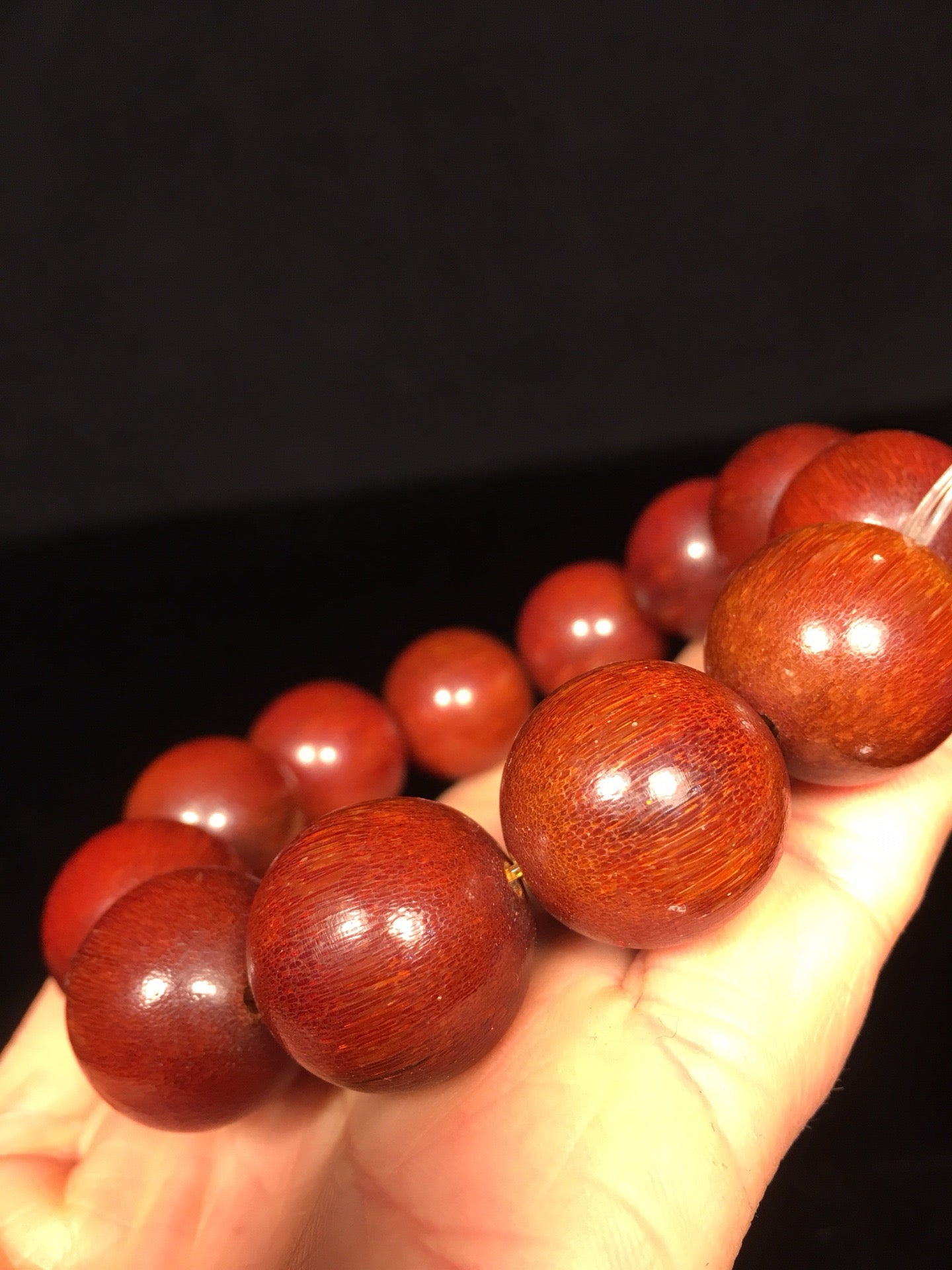 Chinese antique rhinoceros horn round bead bracelet