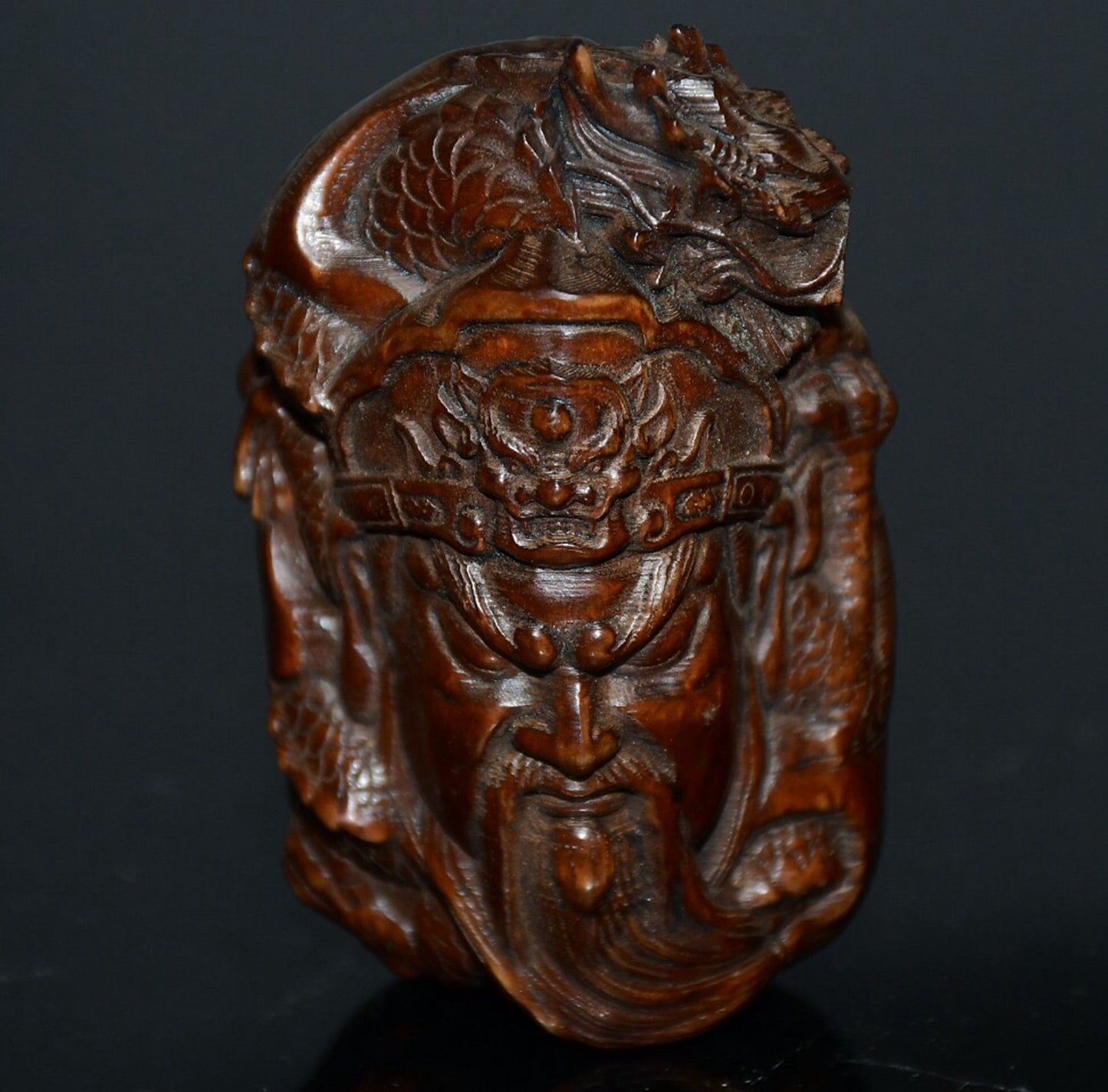 Chinese antique boxwood Guan Gong pendant