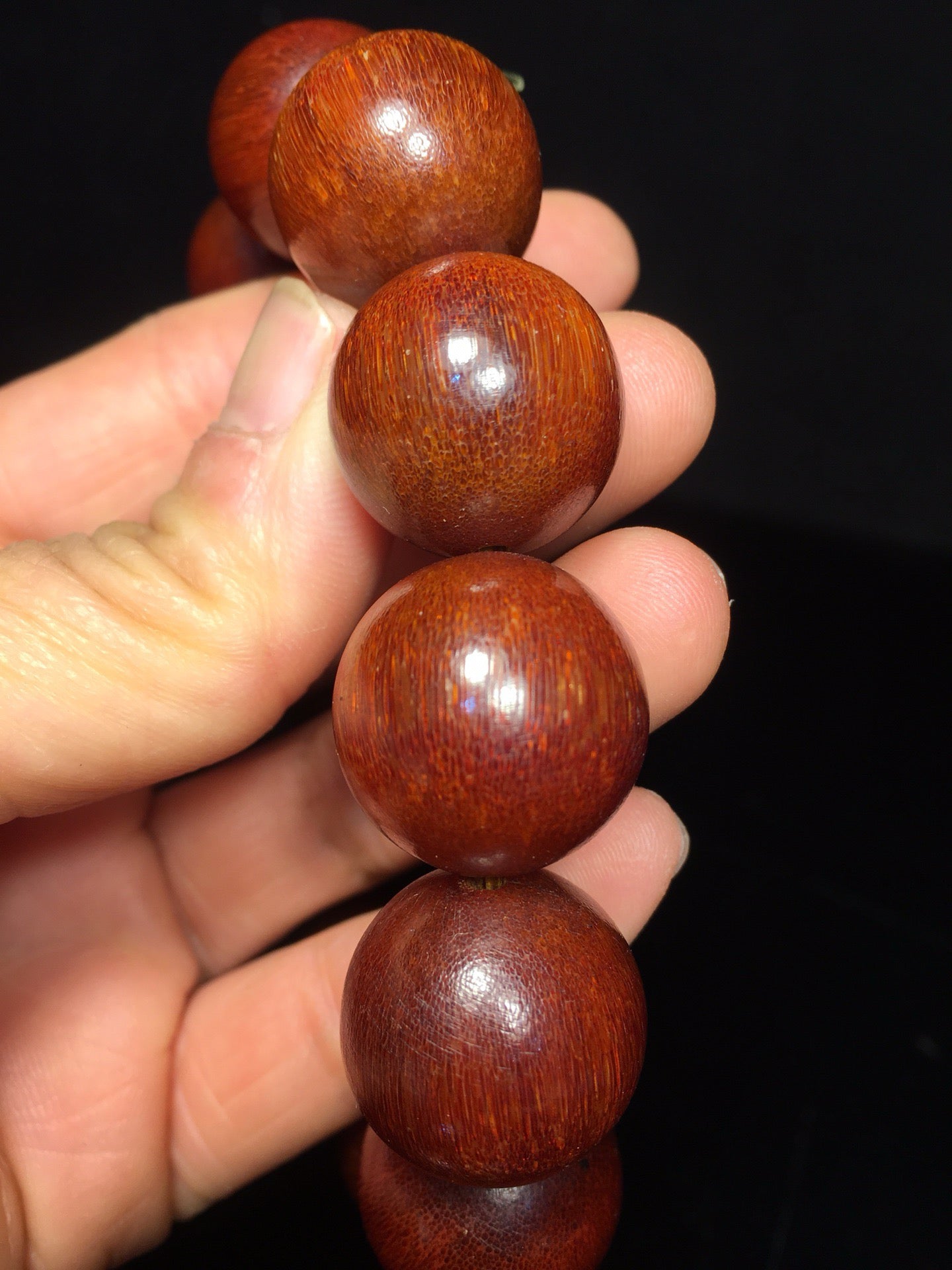 Chinese antique rhinoceros horn round bead bracelet