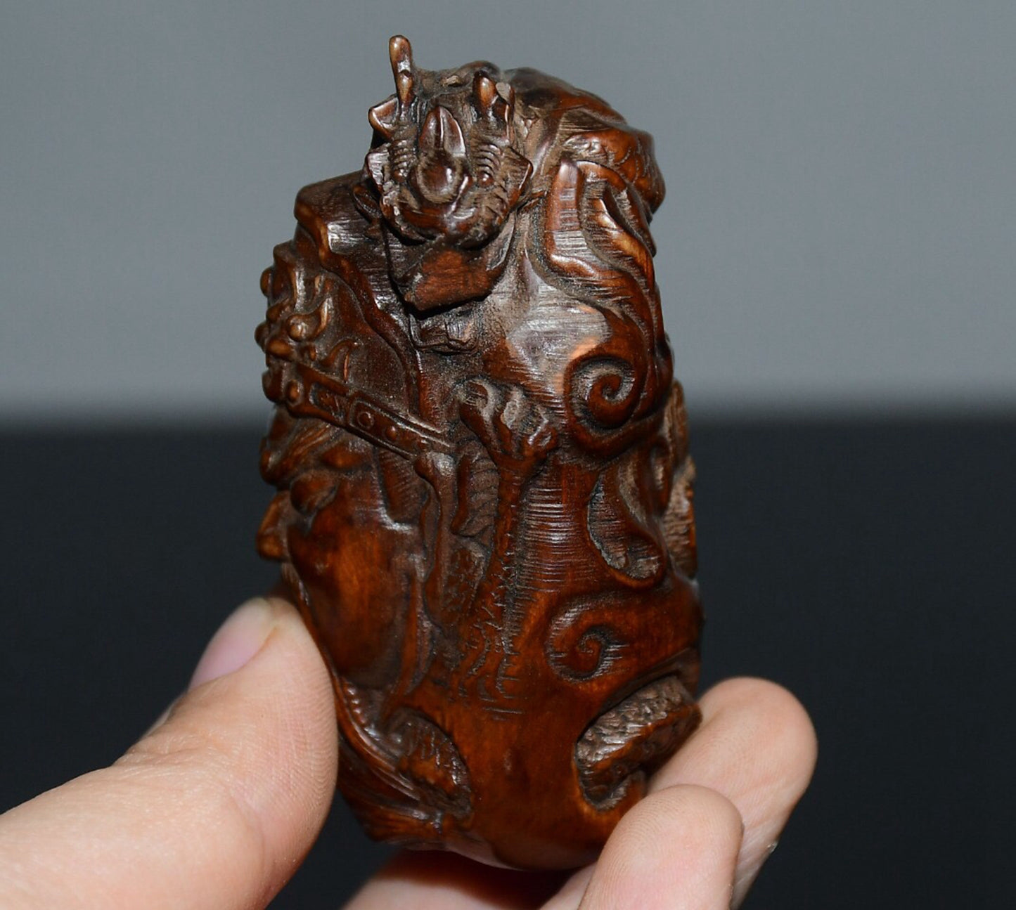 Chinese antique boxwood Guan Gong pendant