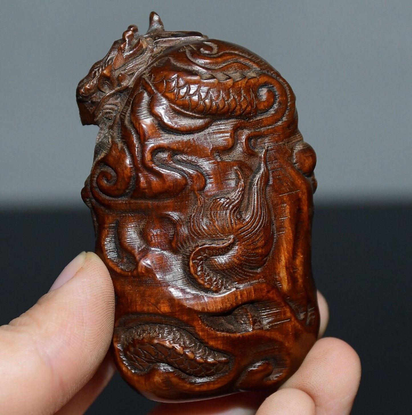Chinese antique boxwood Guan Gong pendant