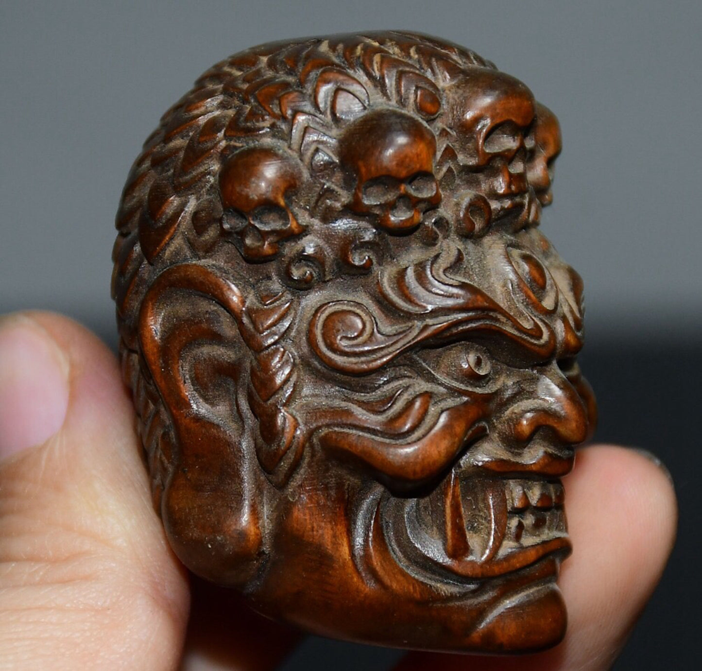 Chinese antique boxwood immovable Ming Wang pendant
