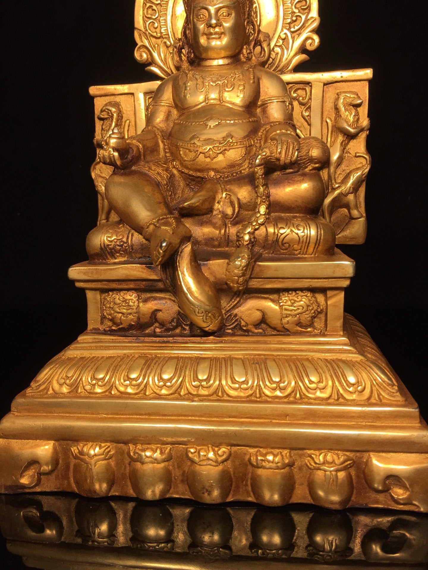 Chinese antique bronze gilded statue of the God of Wealth Buddha