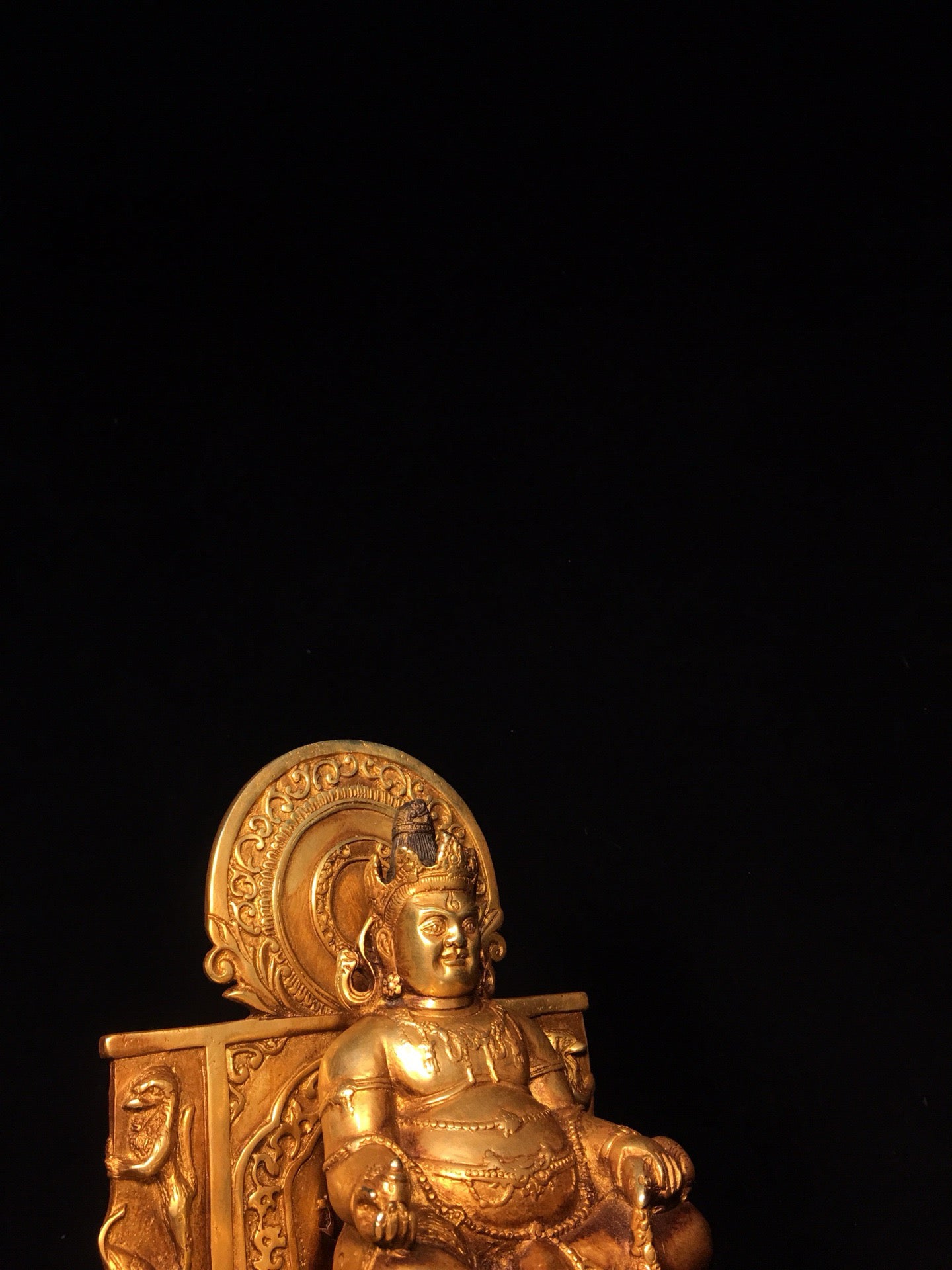 Chinese antique bronze gilded statue of the God of Wealth Buddha