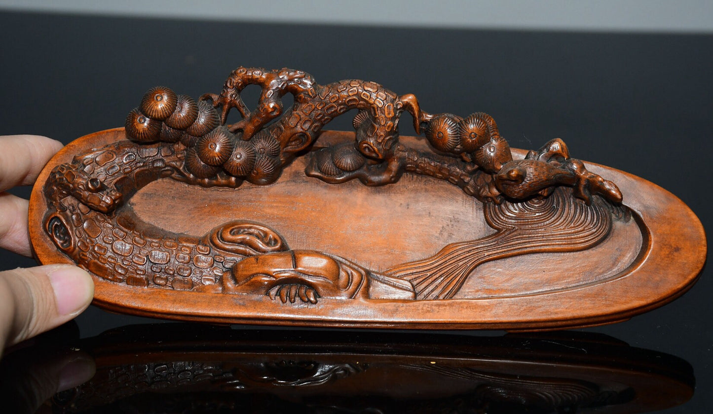 Chinese antique boxwood incense ornaments