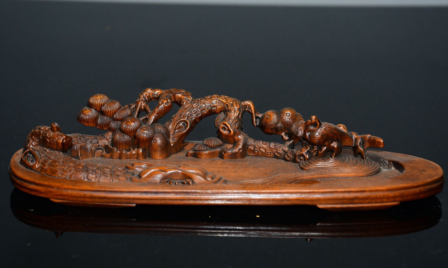Chinese antique boxwood incense ornaments