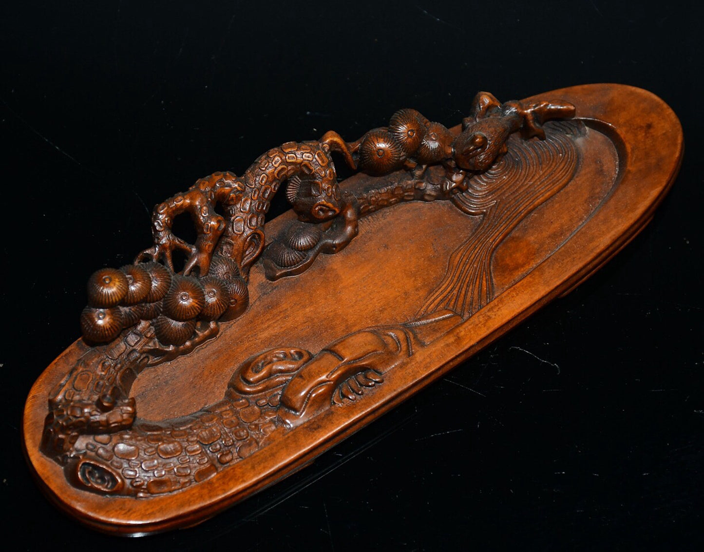 Chinese antique boxwood incense ornaments