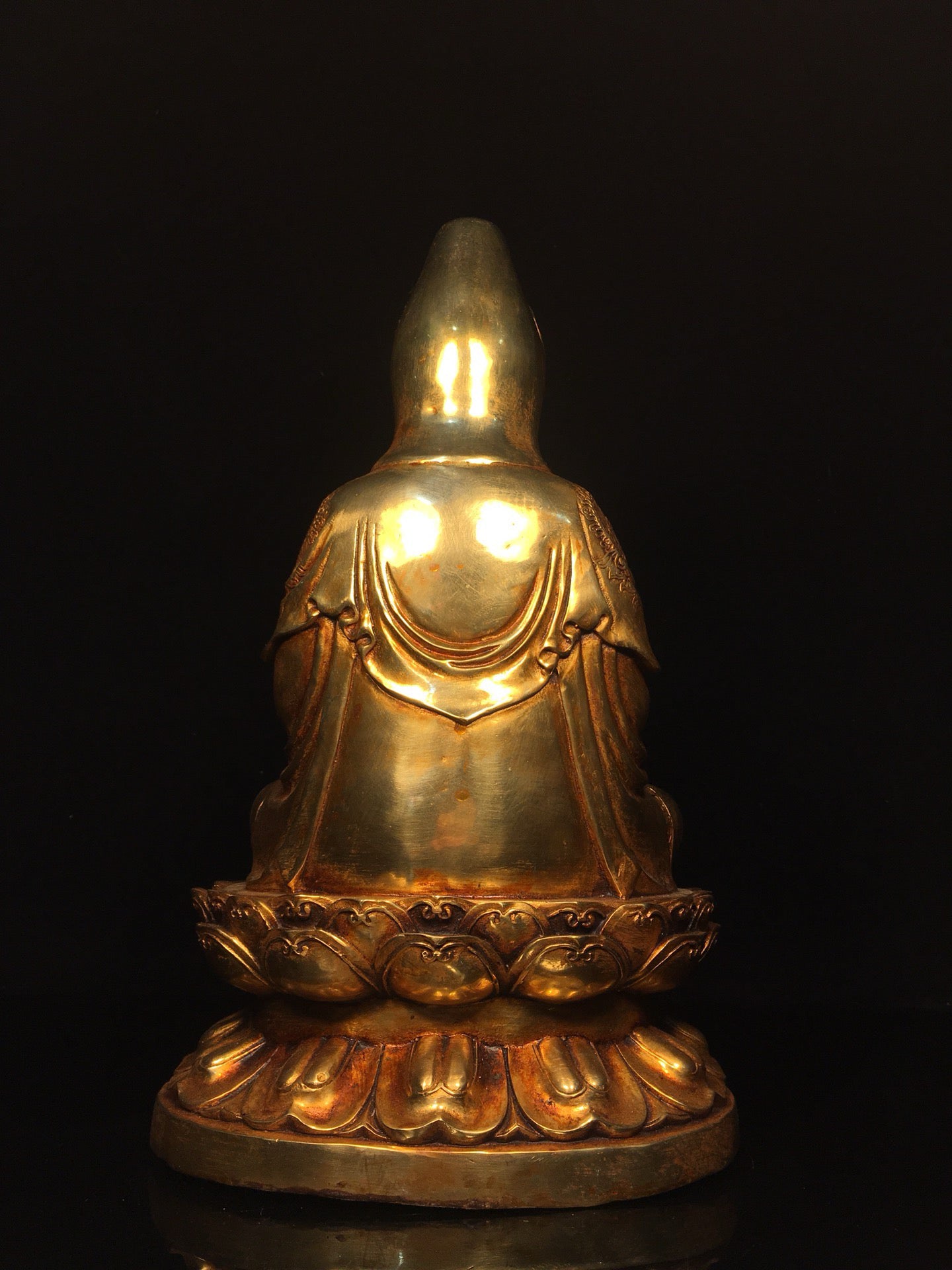 Chinese antique bronze gilded statue of Guanyin Bodhisattva