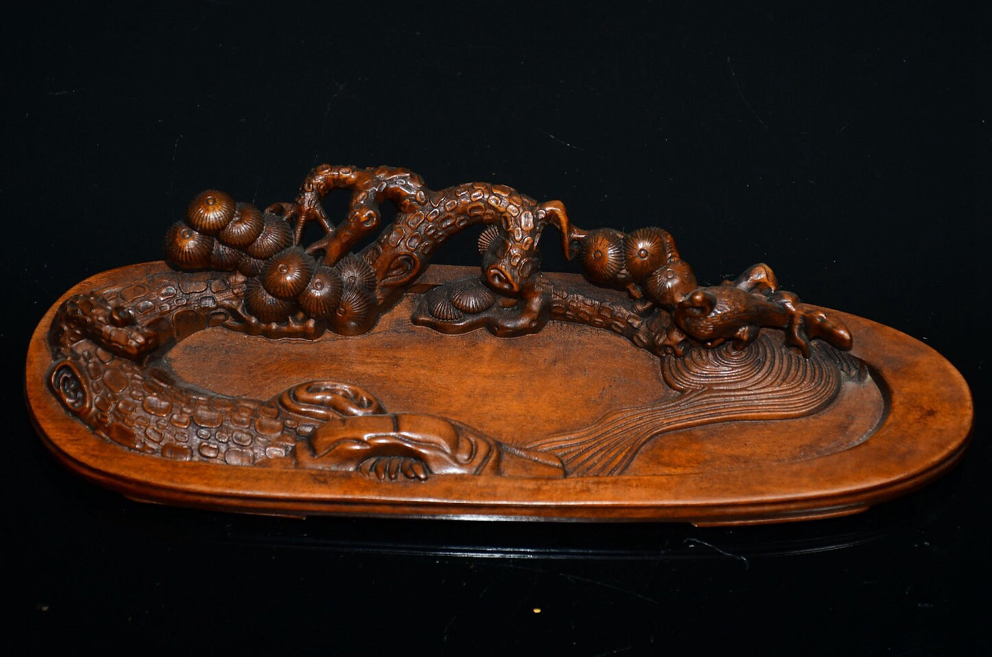 Chinese antique boxwood incense ornaments