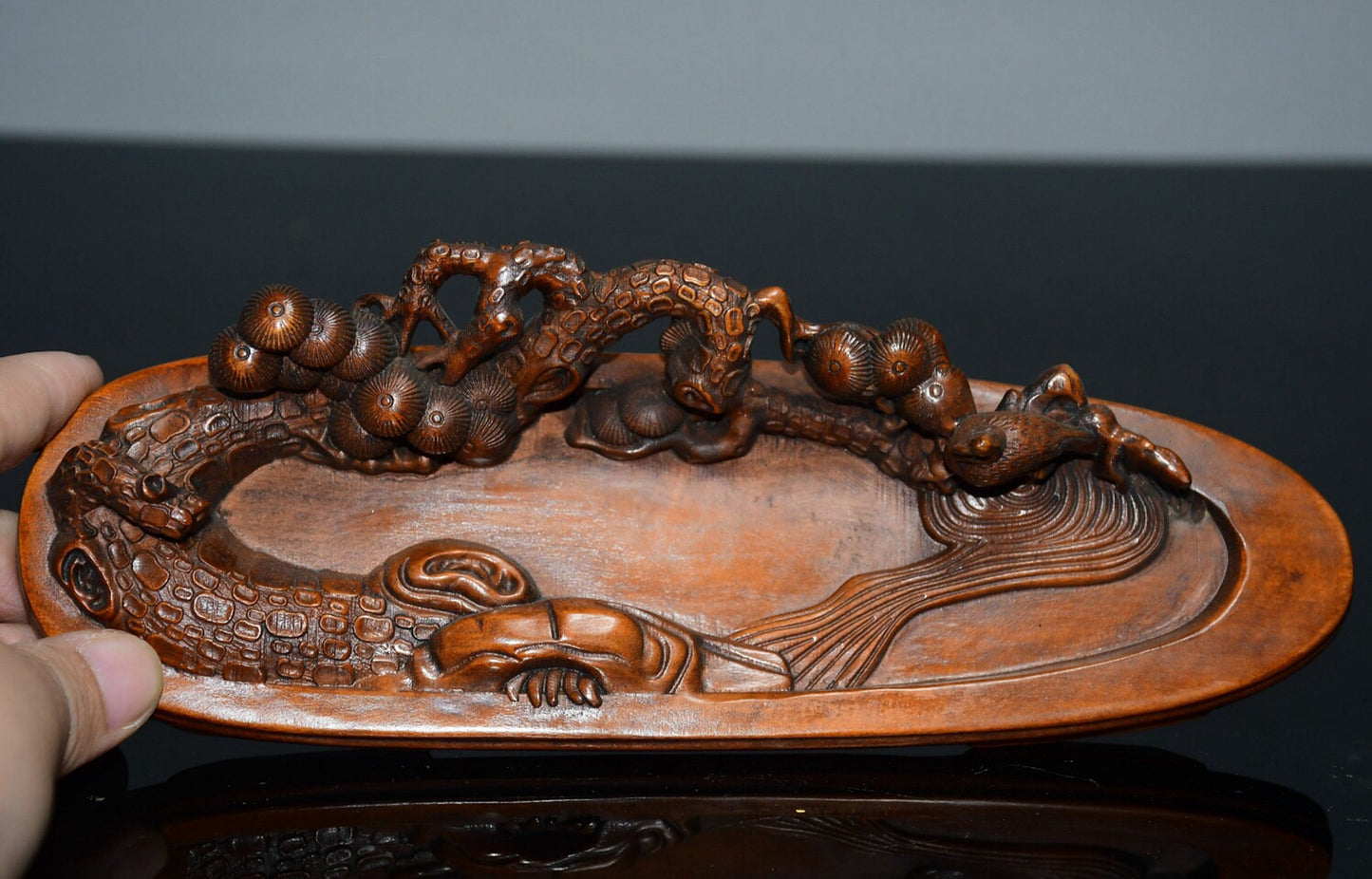 Chinese antique boxwood incense ornaments