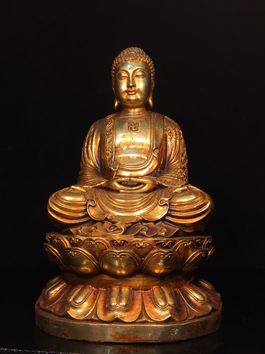 Chinese antique bronze gilded statue of Shakyamuni Buddha