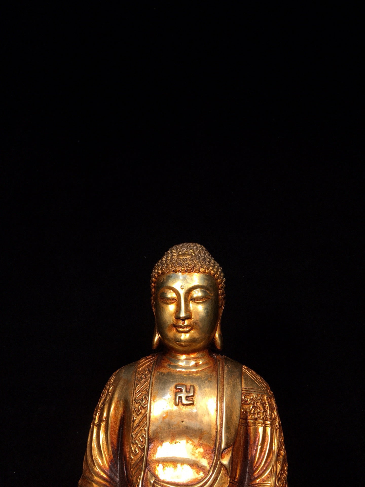 Chinese antique bronze gilded statue of Shakyamuni Buddha