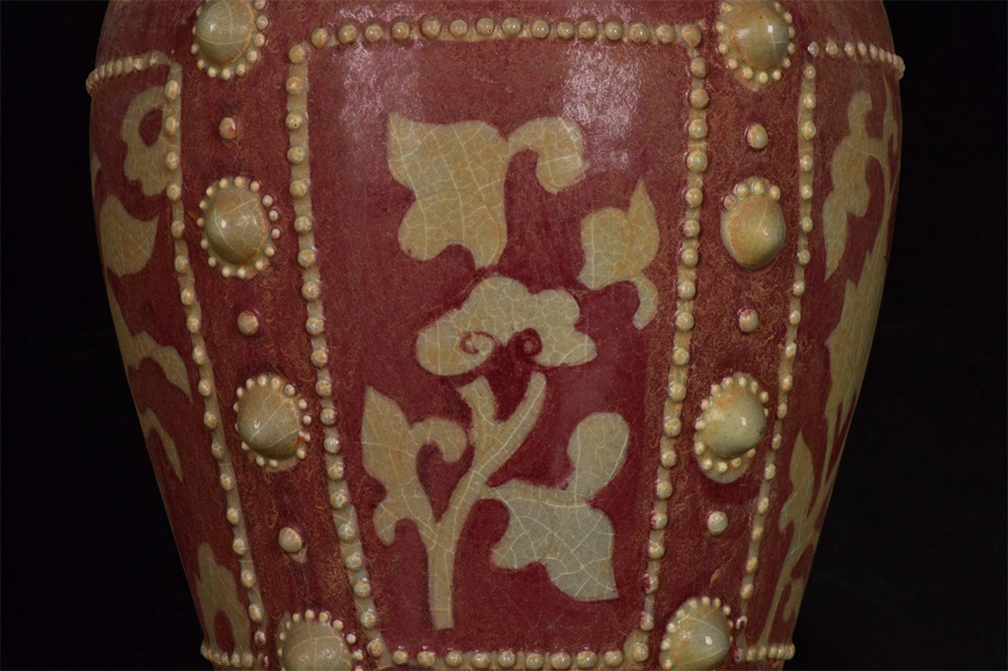 Chinese antique red and white drum nail plum vase